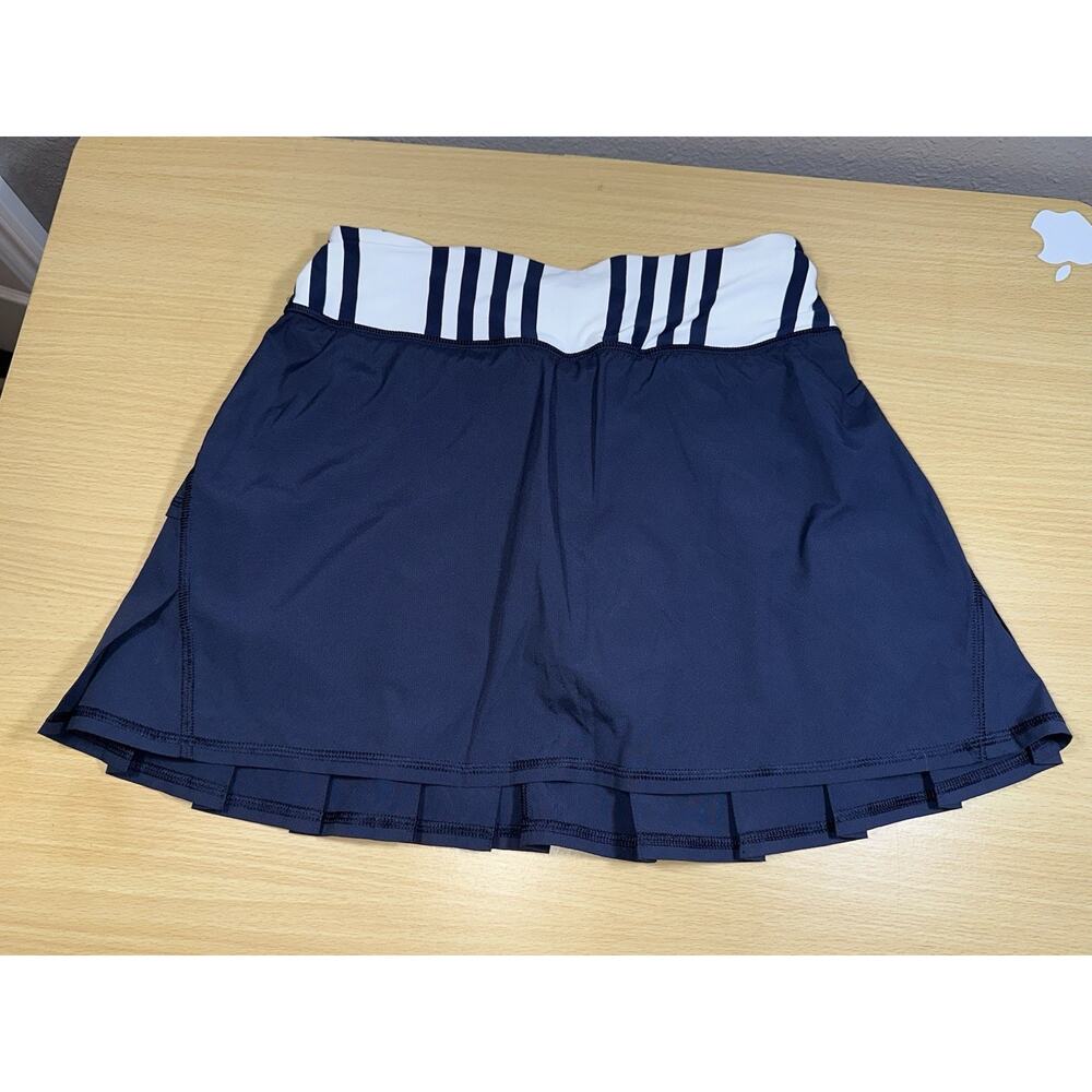 Lululemon Run Pace Setter Skirt Skort Navy Inkwell White 2 Tall NWOT Pleated C4 - Picture 2 of 5